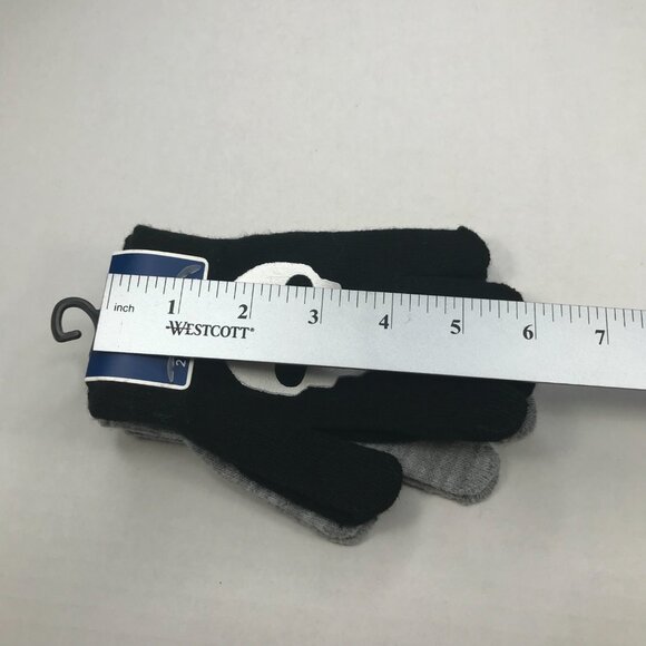 2 Pair Pack Winter Essentials Boys One Size Black Skull Gray Plain Gloves New - Picture 8 of 8